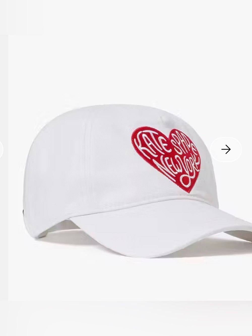 Kate Spade Heart Script Baseball Cap in White and Red